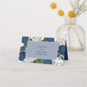 Carte De Placement Aquarelle Florale Bleue Moderne Mariage élégant (Dos)