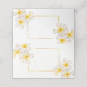 Carte De Placement Aquarelle florale frangipani or blanc mariage (Extérieur déplié)