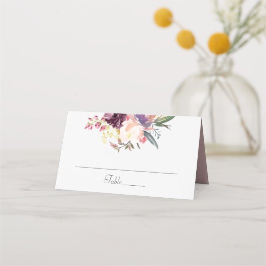 Carte De Placement Aquarelle Florale Purple Lavender Place Card (Devant)
