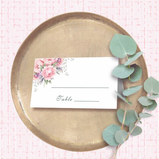 Carte De Placement Aquarelle florale rose vif pourpre