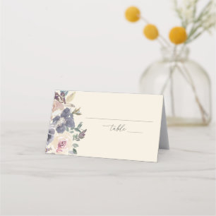 Carte De Placement Aquarelle Florale violet Élégante Mariage Lined