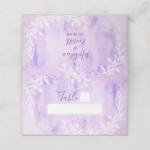 Carte De Placement Aquarelle florale violette Numéro de tableau (Extérieur déplié)