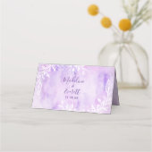 Carte De Placement Aquarelle florale violette Numéro de tableau (Dos)