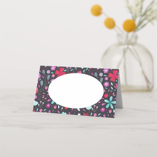 Carte De Placement Aquarelle Flower Meadow foncé (Devant)