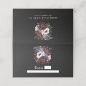 Carte De Placement Aquarelle gothique Corbeau Mariage floral (Extérieur déplié)