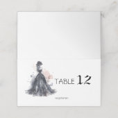 Carte De Placement Aquarelle gothique mariage noir floral (Extérieur déplié)