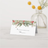 Carte De Placement Aquarelle Hiver Pine verte Arbre et Pine Cône (Devant)