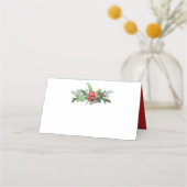 Carte De Placement Aquarelle Holly avec pin et Berry | Vacances (Devant)