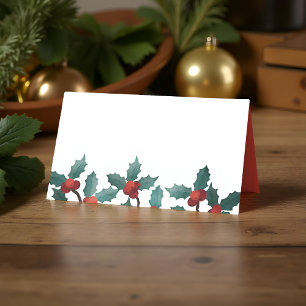 Carte De Placement Aquarelle Holly Berry Vacances