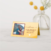 Carte De Placement Aquarelle jaune moderne photo mariage plié (Devant)