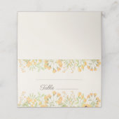 Carte De Placement Aquarelle jaune pastel Réception de mariage floral (Extérieur déplié)