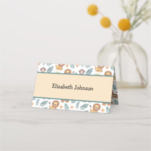 Carte De Placement Aquarelle Jungle Safari Animaux Feuilles tropicaux