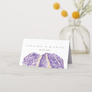 Carte De Placement Aquarelle Lavender Champs Mariage pliés