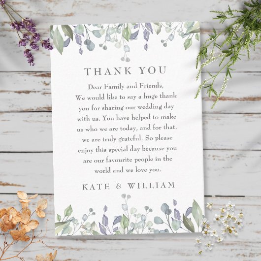 Carte De Placement Aquarelle Lilac Mariage Floral Merci