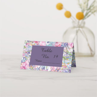 Carte De Placement aquarelle lilas fleur sauvage verdure feuillage