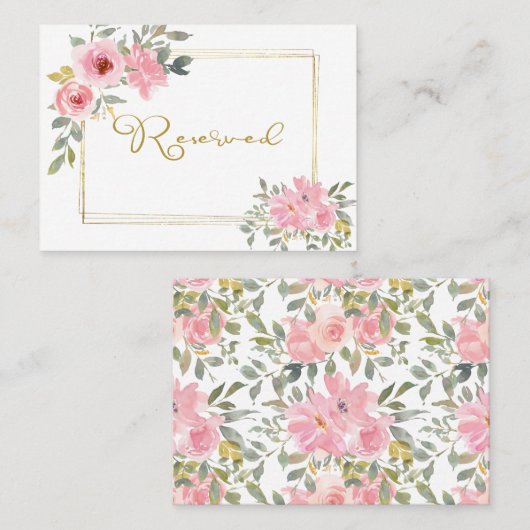Carte De Placement Aquarelle Lush Blush rose Mariage Floral (Devant / Derrière)
