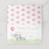 Carte De Placement Aquarelle maman & bébé Eléphants Coeur rose Motif (Extérieur déplié)