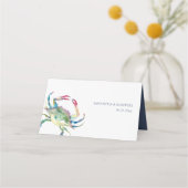 Carte De Placement Aquarelle Mariage côtier de crabe bleu (Dos)