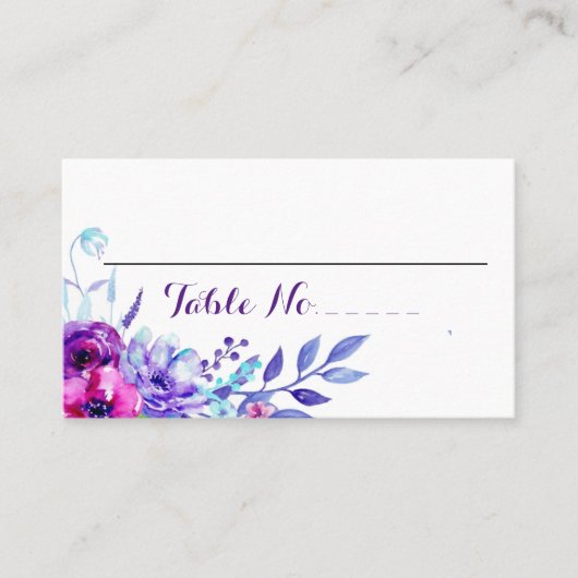Carte De Placement Aquarelle Mariage floral n° de tableau (Devant)