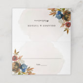 Carte De Placement Aquarelle marine et rouille Boho Floral, Mariage (Extérieur déplié)