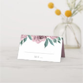 Carte De Placement Aquarelle Mauve Rose Mariage floral plié (Devant)