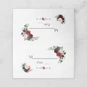 Carte De Placement Aquarelle Merlot Marine bleu Floral Numéro de tabl (Extérieur déplié)