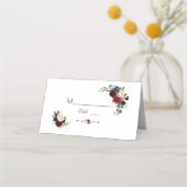 Carte De Placement Aquarelle Merlot Marine bleu Floral Numéro de tabl (Dos)