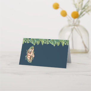 Carte De Placement Aquarelle mignonne Sloth & Feuilles tropicaux