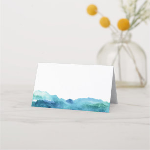 Carte De Placement Aquarelle moderne Abstrait bleu vert Aqua