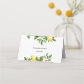 Carte De Placement Aquarelle moderne Citrons et feuilles jaunes (Dos)