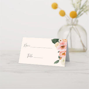Carte De Placement Aquarelle Moderne Rose Peach Fête des mariées Flor