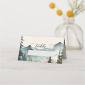 Carte De Placement Aquarelle Montagnes Et Pins Mariage (Dos)