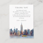 Carte De Placement Aquarelle New York Mariage Merci (Devant)