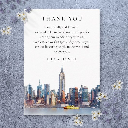 Carte De Placement Aquarelle New York Mariage Merci