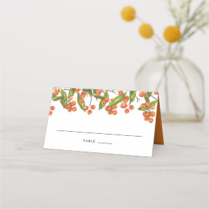 Carte De Placement Aquarelle Orange Buckthorn Berries Mariage d'été
