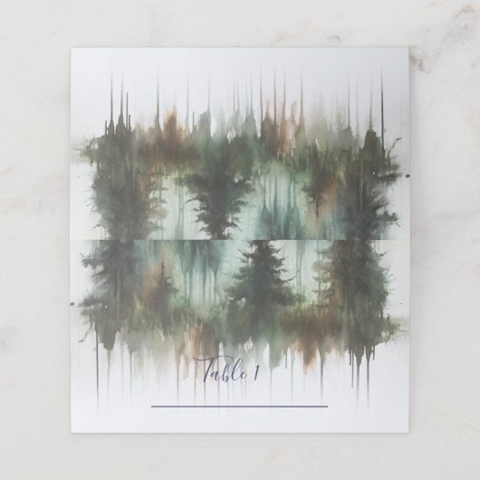 Carte De Placement Aquarelle Ours Rustique Wilderness Mariage Siège (Extérieur déplié)