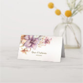 Carte De Placement Aquarelle Party Boho rose Fleurs Élégant (Dos)