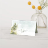 Carte De Placement Aquarelle Paysage Mariage Sage Green ID786 (Dos)