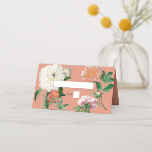 Carte De Placement Aquarelle Peach Pink Peonies Mariage