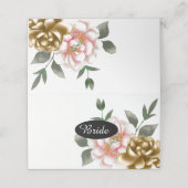 Carte De Placement Aquarelle Peony Numéro de siège Carte de place (Extérieur déplié)