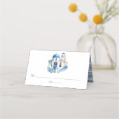 Carte De Placement Aquarelle personnalisée Mariage Grèce Santorini (Devant)