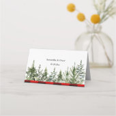 Carte De Placement Aquarelle Pine verte et Buffle rouge Plaid (Dos)