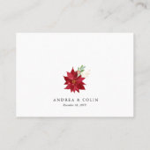 Carte De Placement Aquarelle Poinsettia Mariage de Noël (Dos)