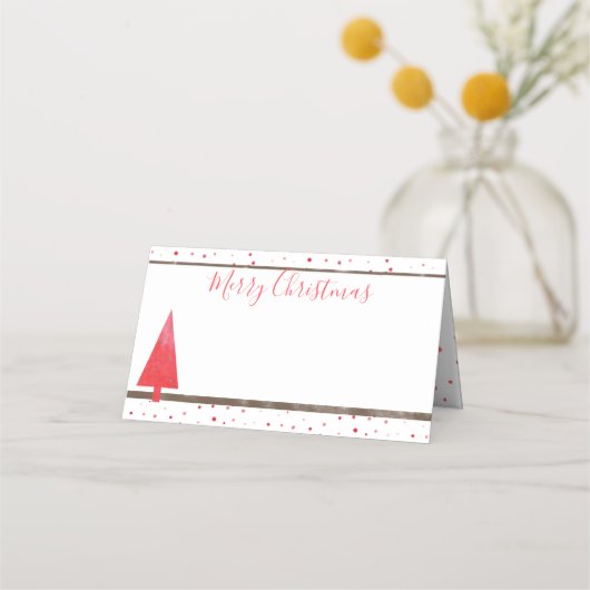 Carte De Placement Aquarelle Points et arbre de Noël 🎄 simple (Devant)