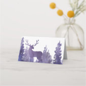 Carte De Placement Aquarelle Reindeer Purple Mariage Place Card (Dos)