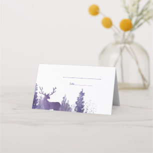 Carte De Placement Aquarelle Reindeer Purple Mariage Place Card