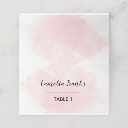 Carte De Placement Aquarelle rose (Extérieur déplié)