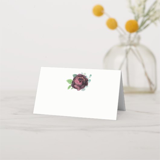 Carte De Placement Aquarelle Rose de Bourgogne Florale (Devant)