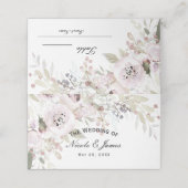 Carte De Placement Aquarelle rose douce Élégante table de Mariage flo (Extérieur déplié)