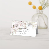 Carte De Placement Aquarelle rose douce Élégante table de Mariage flo (Devant)